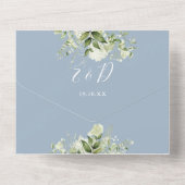 Faire-part de mariage Floral Vert Script Bleu Pous (Verso)