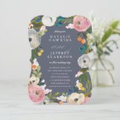 Faire-part de mariage Floral Vintage (Debout devant)