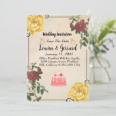 Faire-part de mariage Floral vintage (Debout devant)