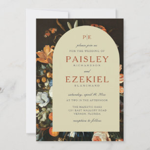 Faire-part de mariage floral vintage avec arche de