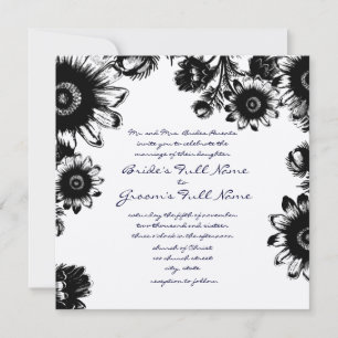 Faire-part de mariage floral vintage noir