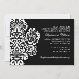 Faire-part de mariage Floral Vintage noir et blanc