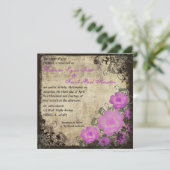 Faire-Part de Mariage Floral Vintage Pivoines Viol (Debout devant)