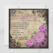 Faire-Part de Mariage Floral Vintage Pivoines Viol (Devant)