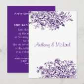 Faire-part de mariage Floral Vintage pourpre (Devant / Derrière)