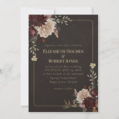 Faire-part de mariage floral vintage sorcier (Devant)