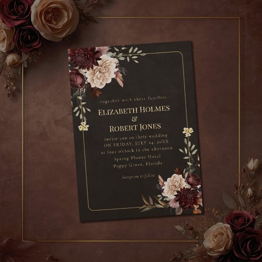 Faire-part de mariage floral vintage sorcier