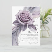 Faire-part de mariage floral violet (Debout devant)