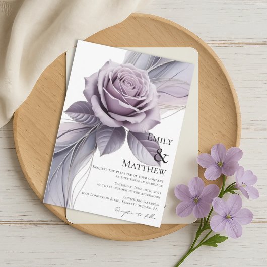 Faire-part de mariage floral violet