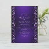 Faire-part de mariage floral violet (Debout devant)