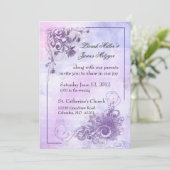 Faire-part de mariage floral -violet (Debout devant)