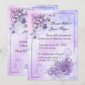 Faire-part de mariage floral -violet (Devant / Derrière)
