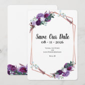 Faire-part de mariage floral violet Annonce de mar (Devant / Derrière)