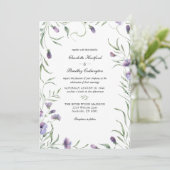 Faire-part de mariage floral violet blanc (Debout devant)