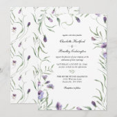 Faire-part de mariage floral violet blanc (Devant / Derrière)
