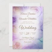 Faire-part de mariage floral violet chic (Devant)
