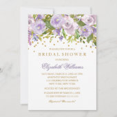 Faire-part de mariage floral violet doré Sparkle (Devant)