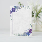 Faire-part de mariage floral violet et bleu Budget (Debout devant)