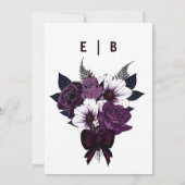 Faire-part de mariage floral violet foncé à l'aqua (Dos)