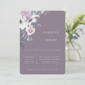 Faire-part de mariage floral violet Jardin poussié (Debout devant)