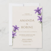 Faire-part de mariage Floral violet minimaliste (Dos)