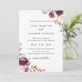 Faire-part de mariage Floral violet moderne (Debout devant)