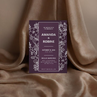 Faire-part de mariage Floral violet moderne