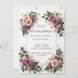 Faire-part de mariage floral violet moderne