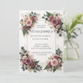 Faire-part de mariage floral violet moderne (Debout devant)