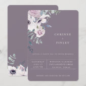 Faire-part de mariage floral Violet pour Jardin (Devant / Derrière)