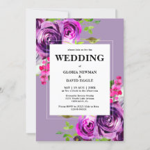 Faire-part de mariage floral violet romantique