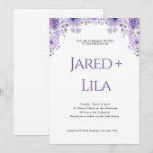 Faire-part de mariage floral violet romantique (Devant / Derrière)