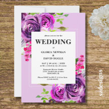 Faire-part de mariage floral violet romantique