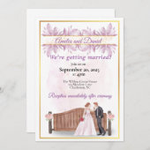 Faire-part de mariage floral violet rustique (Devant / Derrière)