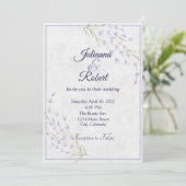 Faire-part de mariage floral violet simple (Debout devant)