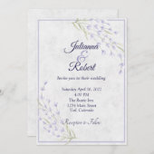 Faire-part de mariage floral violet simple (Devant / Derrière)