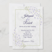 Faire-part de mariage floral violet simple (Devant)