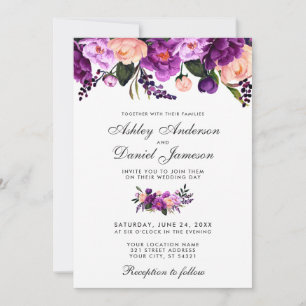 Faire-part de mariage Floral violet ultra violet