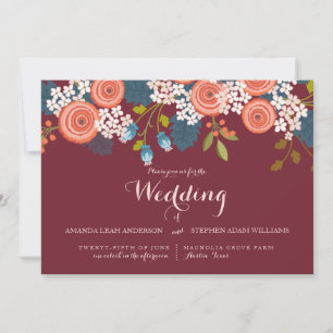 Faire-part de mariage floral Wild Garden Marsala