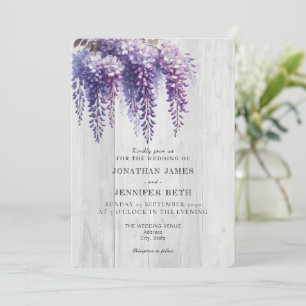 Faire-part de mariage floral Wisteria violet sur b