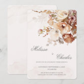 Faire-part de mariage florale à automne en terre c (Devant / Derrière)