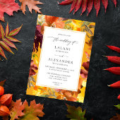 Faire-part de mariage florale à automne orange et