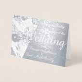 Faire-part de mariage florale argent photo personn (Devant)