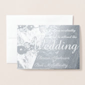 Faire-part de mariage florale argent photo personn (Devant avec enveloppe)