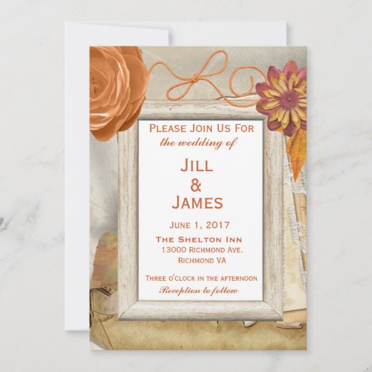 Faire-part de mariage florale automne (Devant)