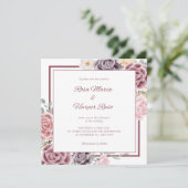 Faire-part de mariage Florale Avec Photo À L'Arriè (Debout devant)