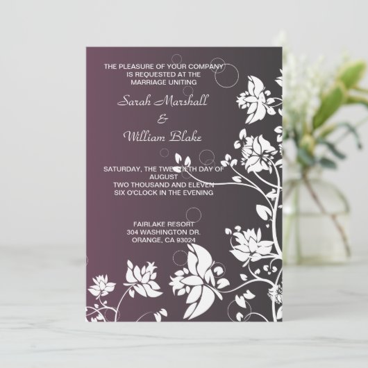 Faire-part de mariage florale blanche (Debout devant)