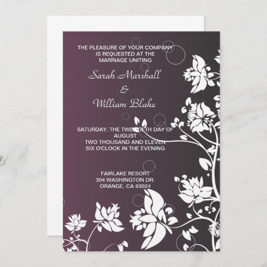 Faire-part de mariage florale blanche (Devant / Derrière)