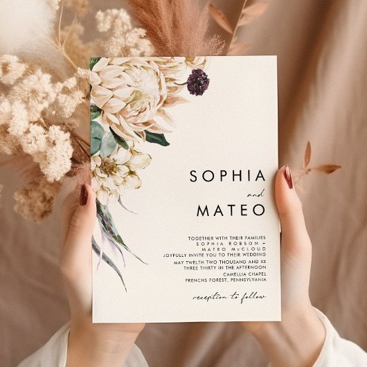 Faire-part de mariage florale blanche