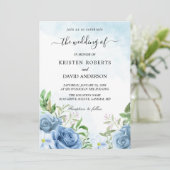 faire-part de mariage florale bleu clair (Debout devant)